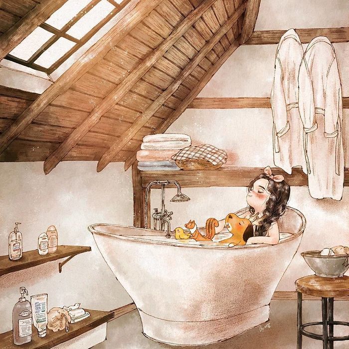 Korean Artist Shows What Happiness In Living Alone Looks Like