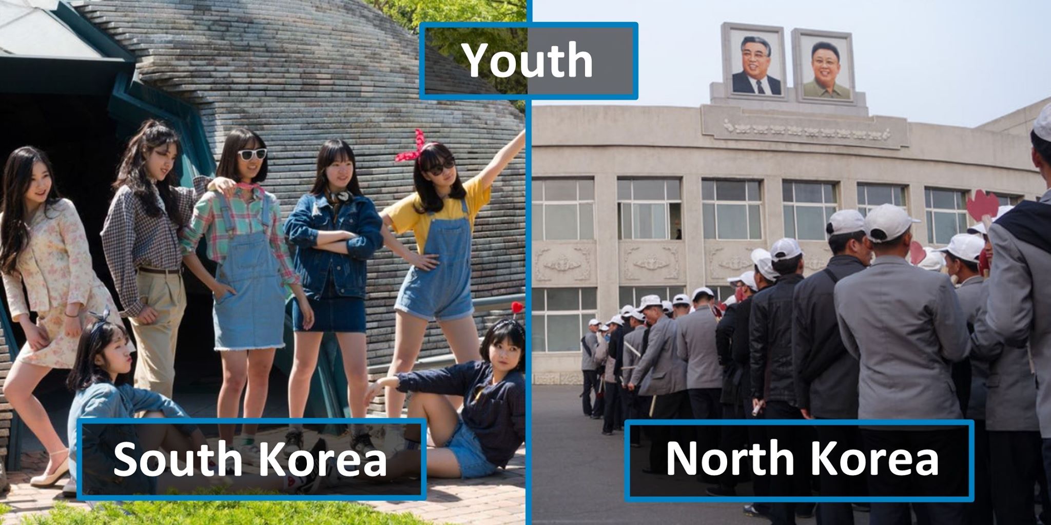 pictures showing difference north korea south korea